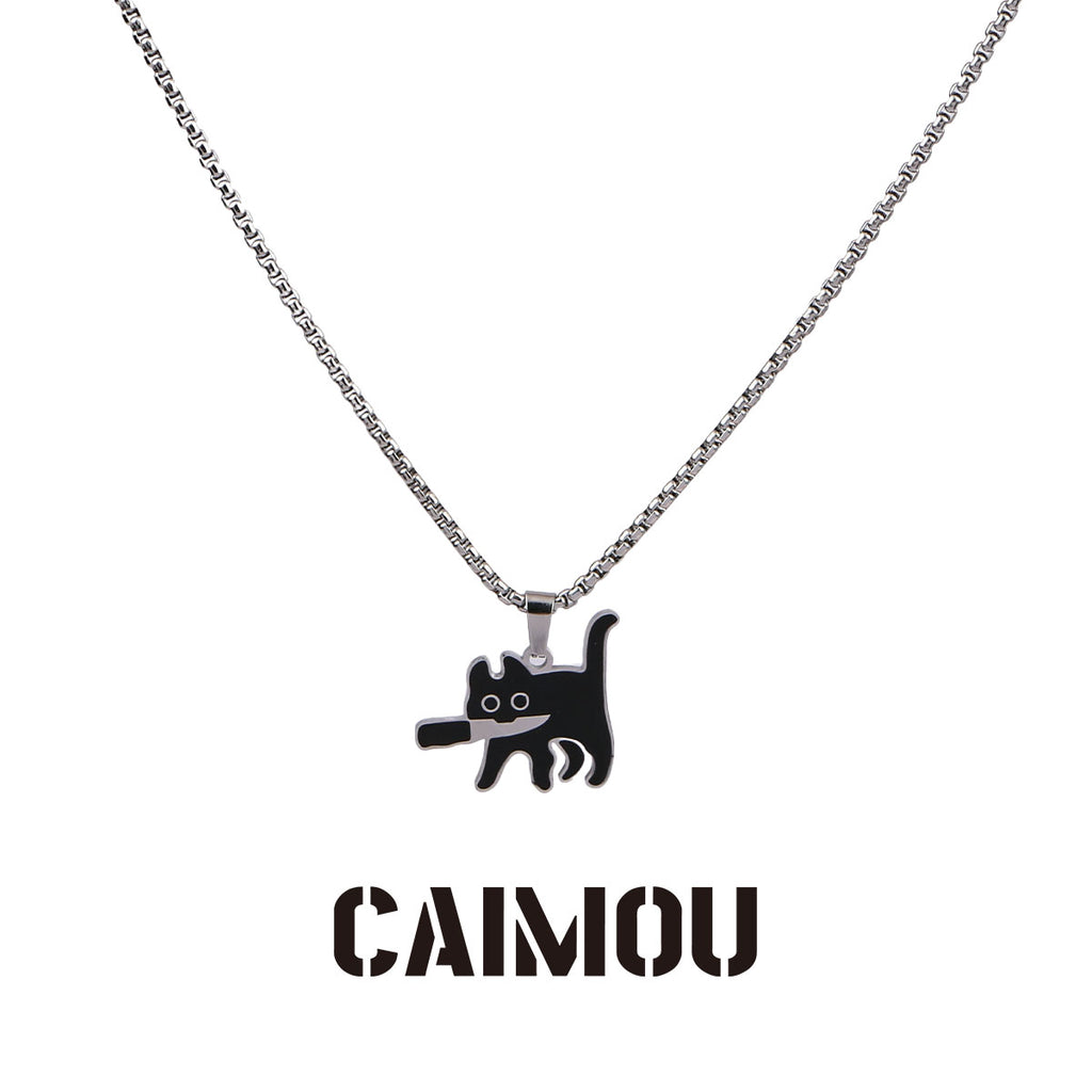 Knife Cat Pendant Necklace