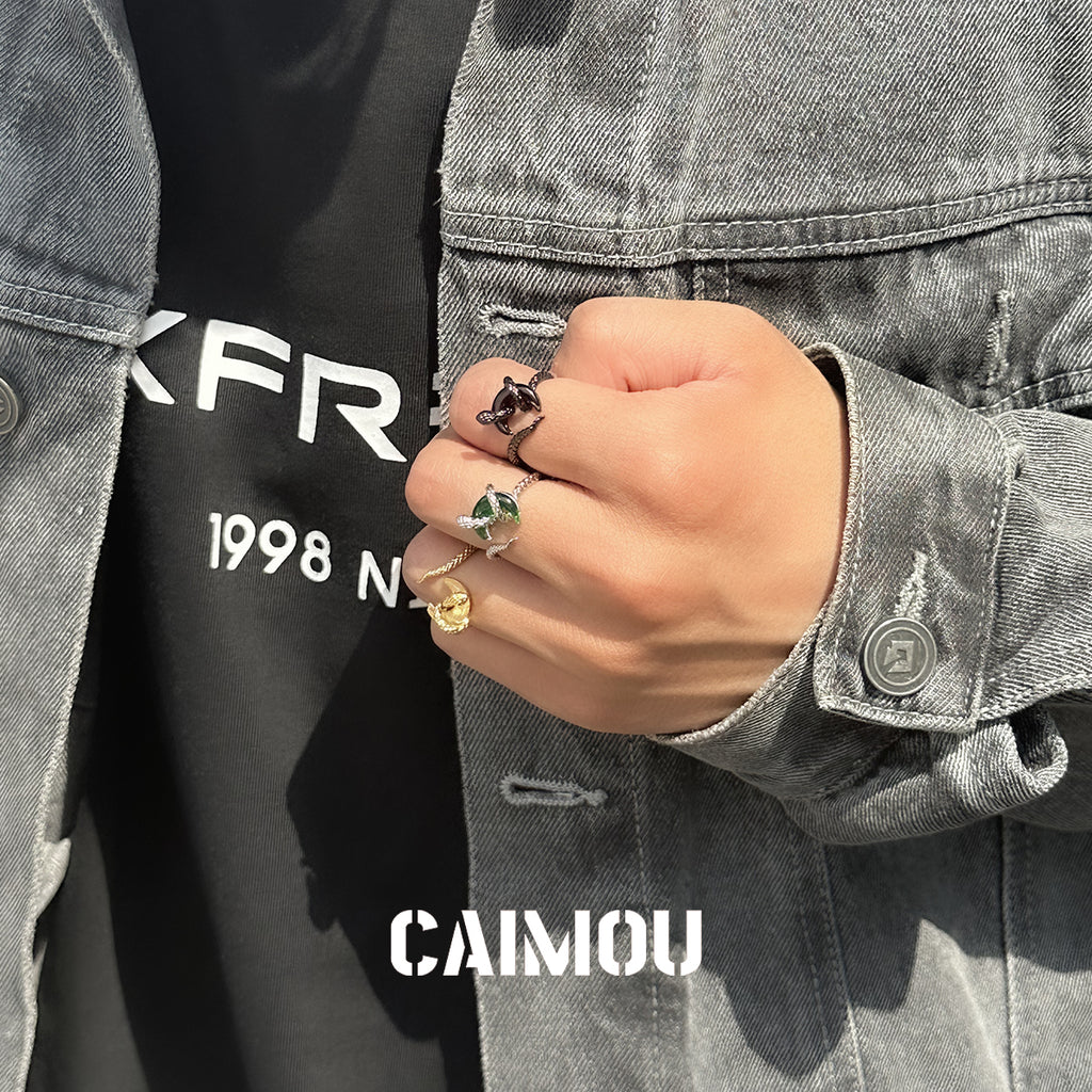 Snake Winding Moon Open Ring