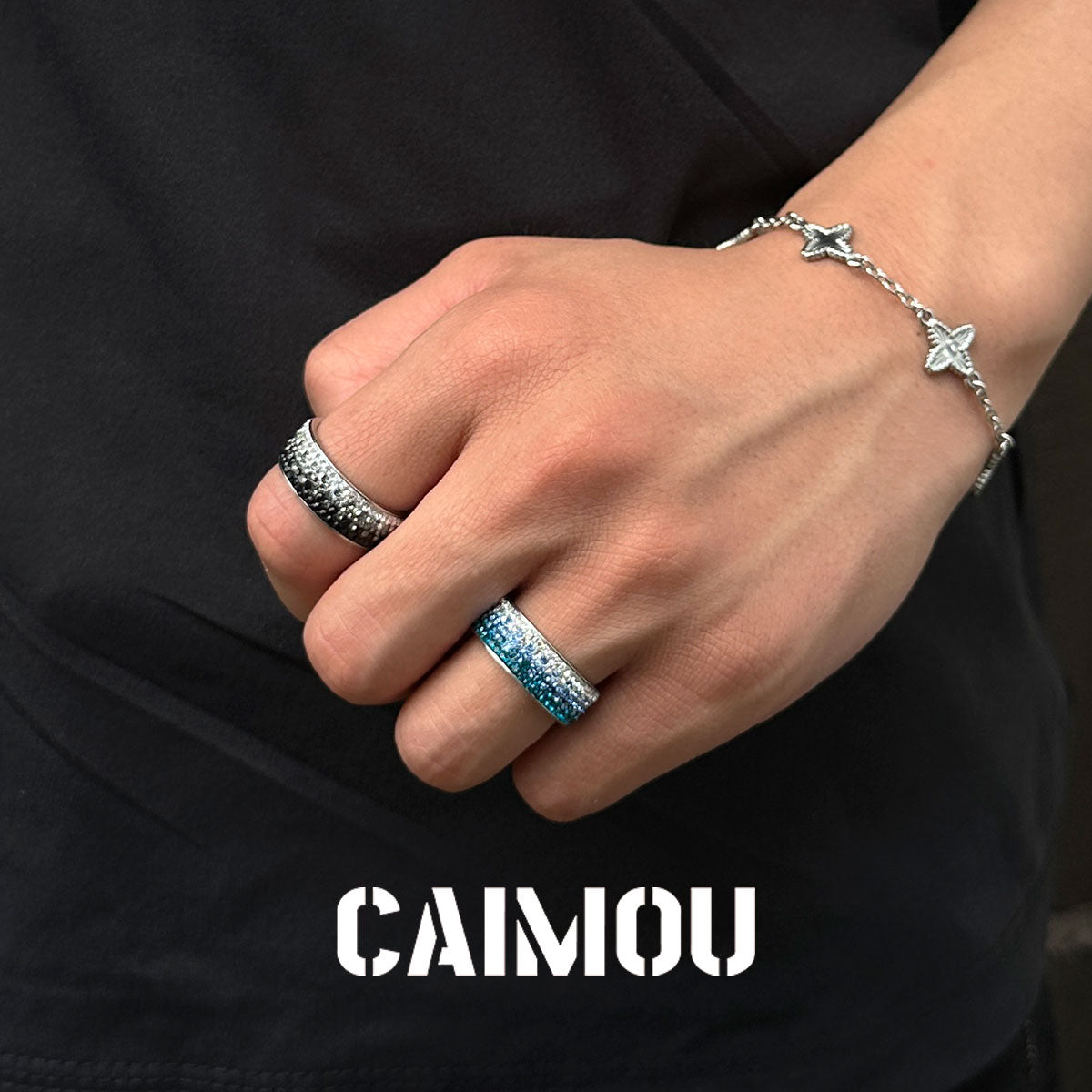 Gradient Crystal Wide Band Ring