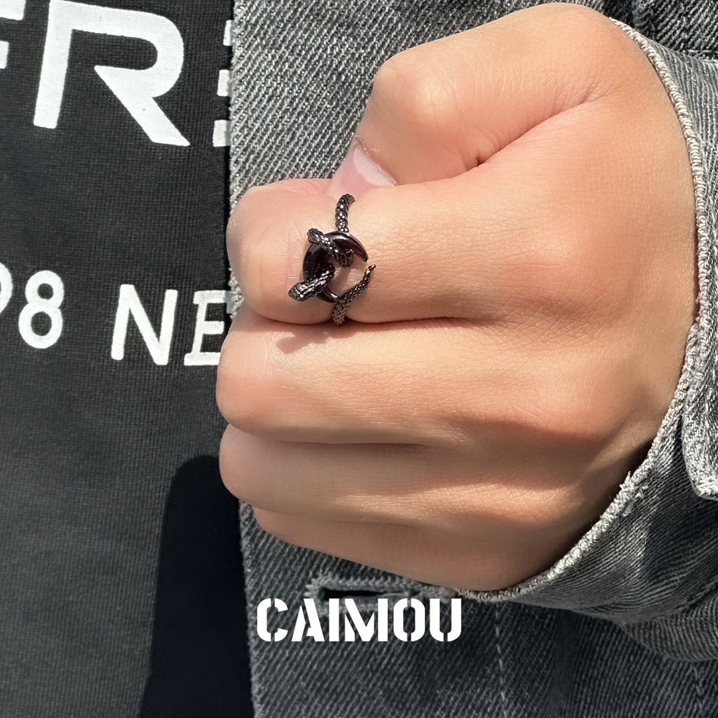 Snake Winding Moon Open Ring