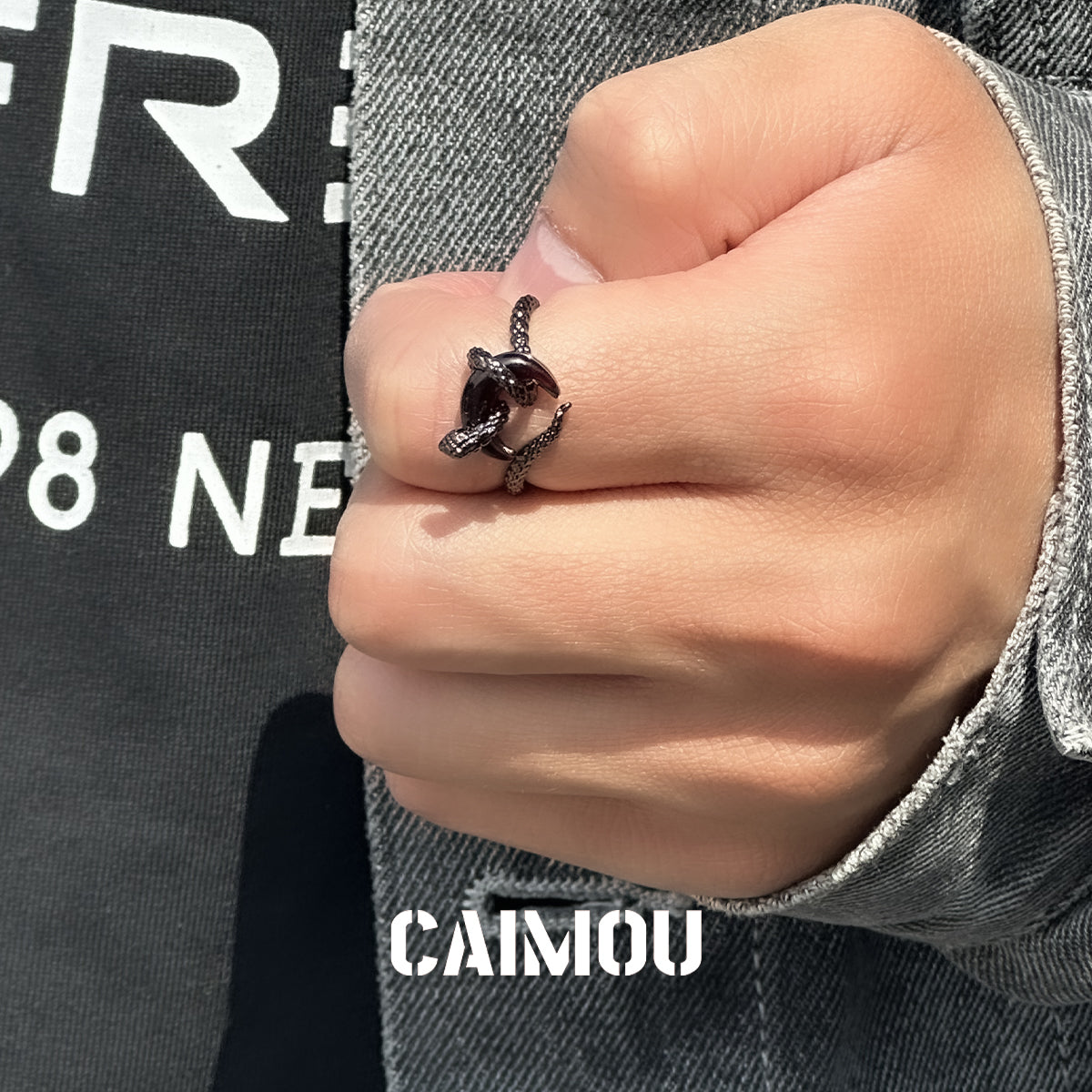 Snake Winding Moon Open Ring
