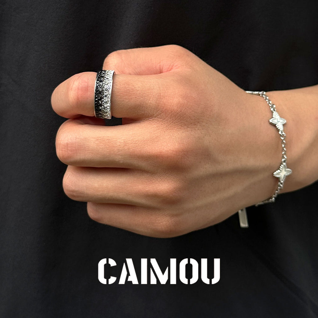 Gradient Crystal Wide Band Ring