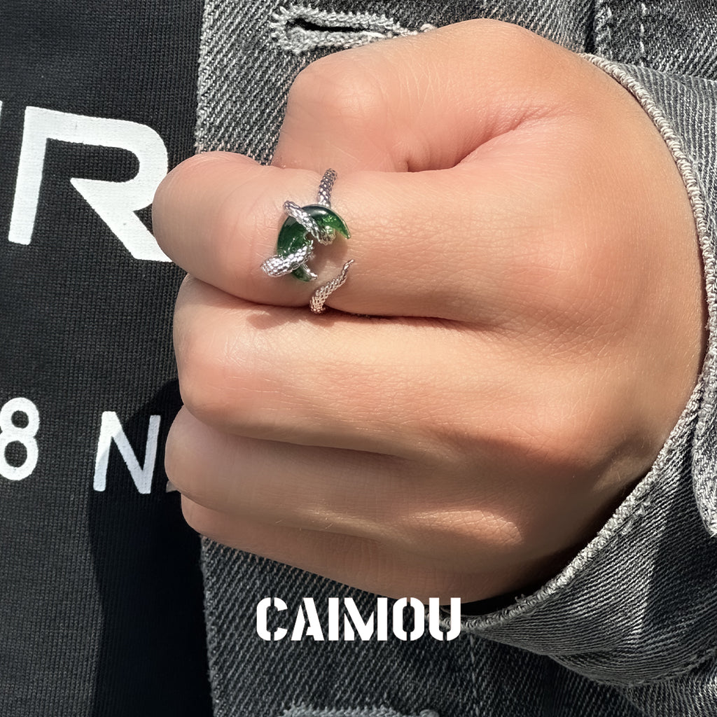 Snake Winding Moon Open Ring