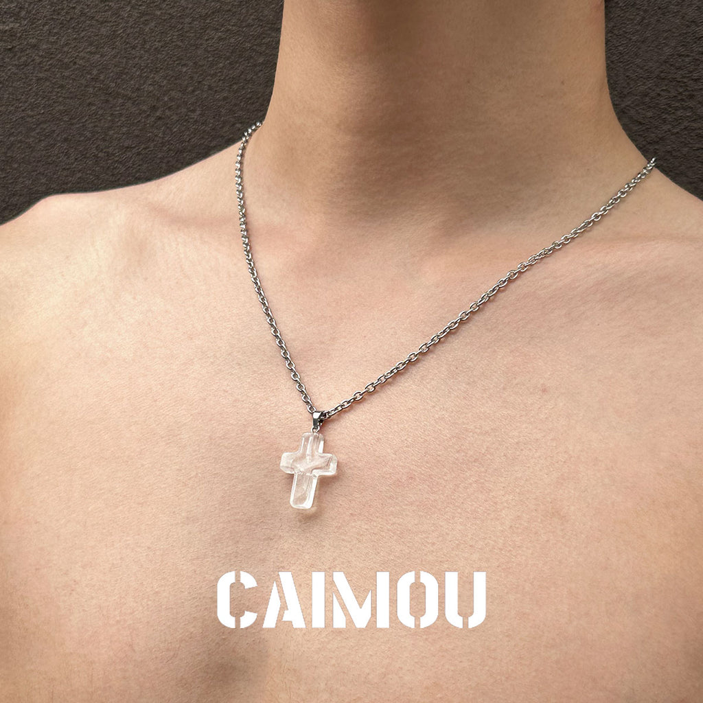 Stone Cross Pendant Necklace