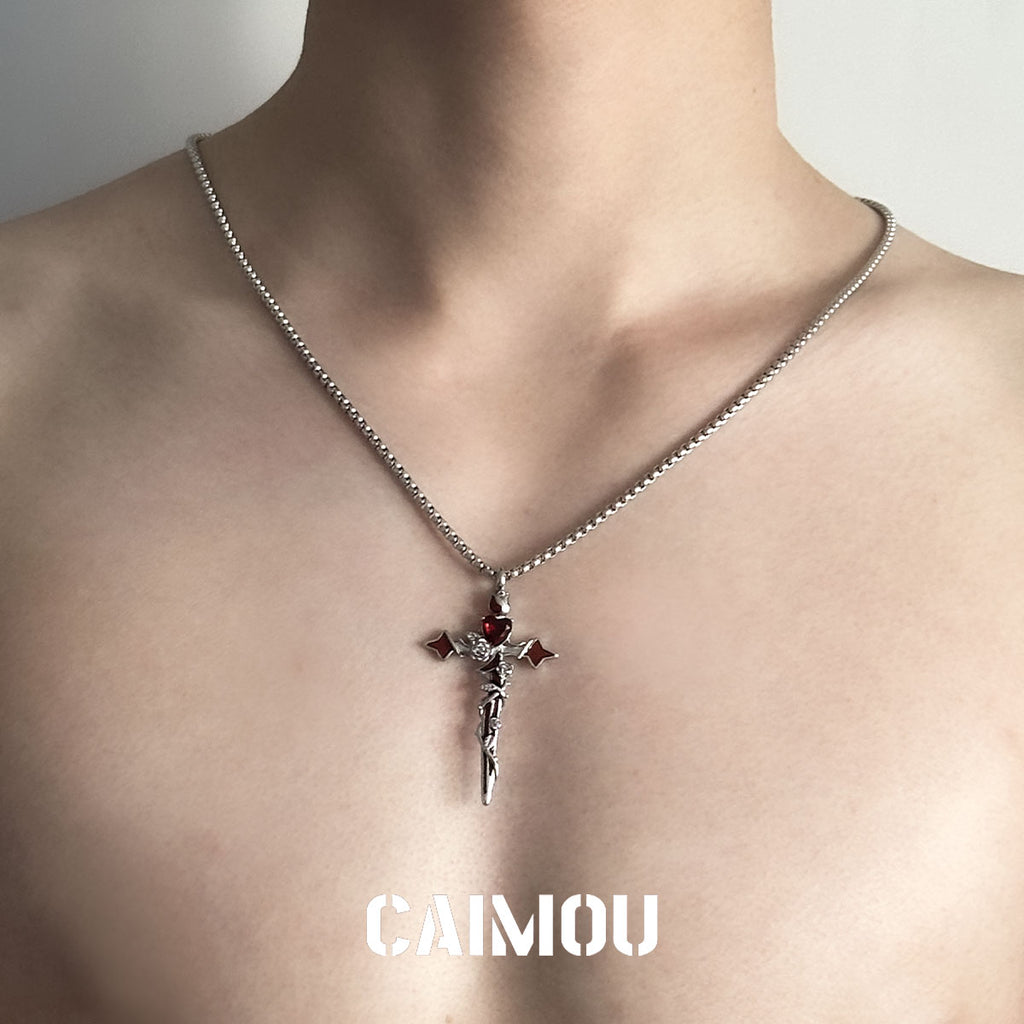 🌹✝️Cross Red Rose Necklace