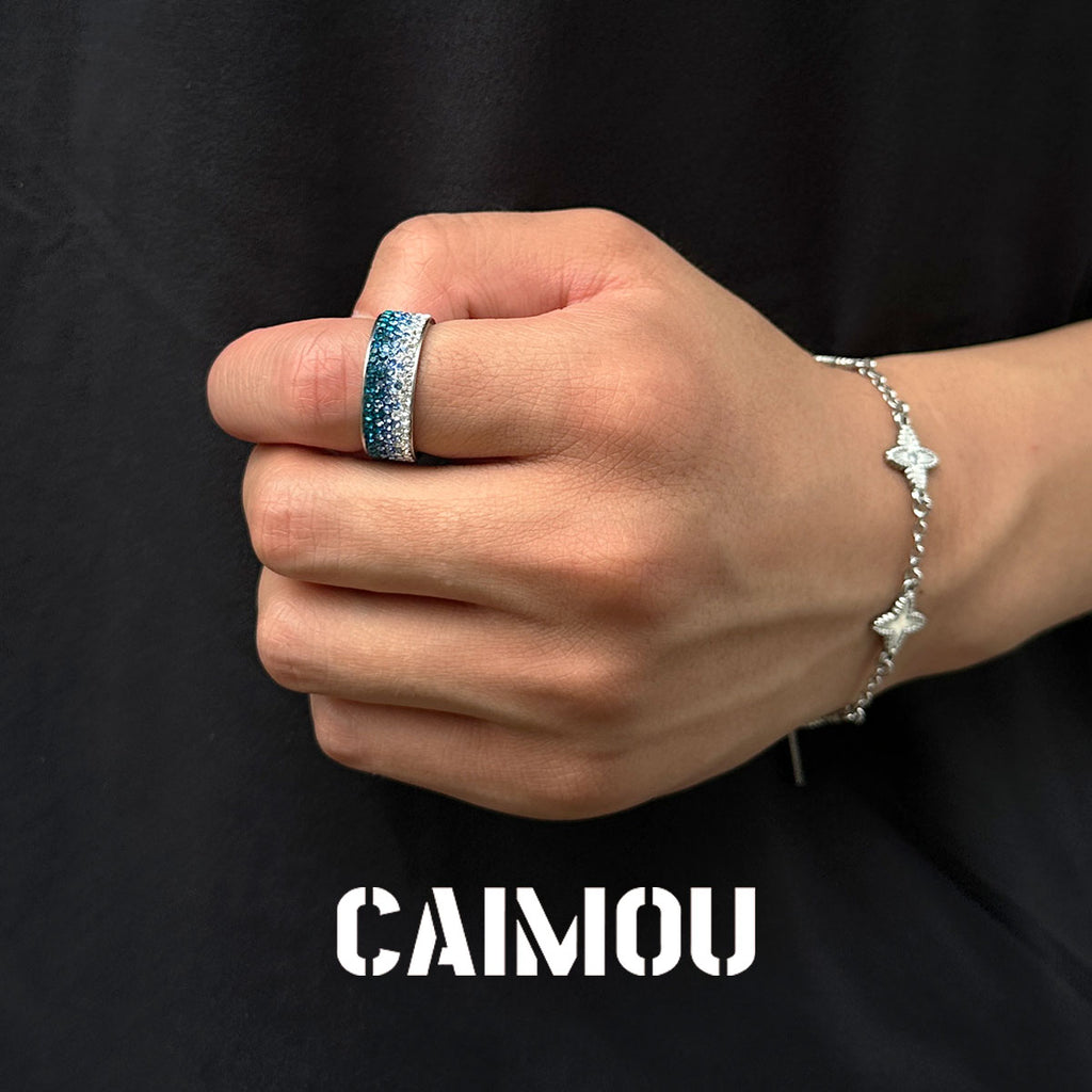 Gradient Crystal Wide Band Ring