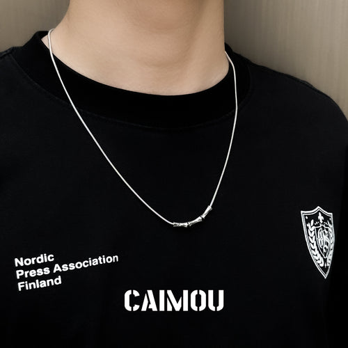 Bamboo Joint Pendant Snake Chain Choker
