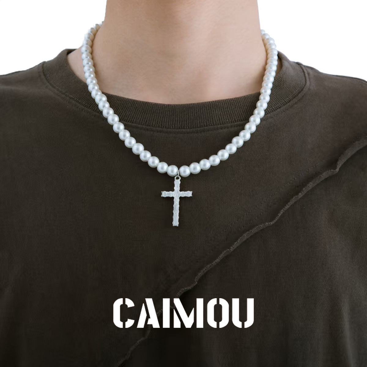 🤍✝️cross pearl necklace