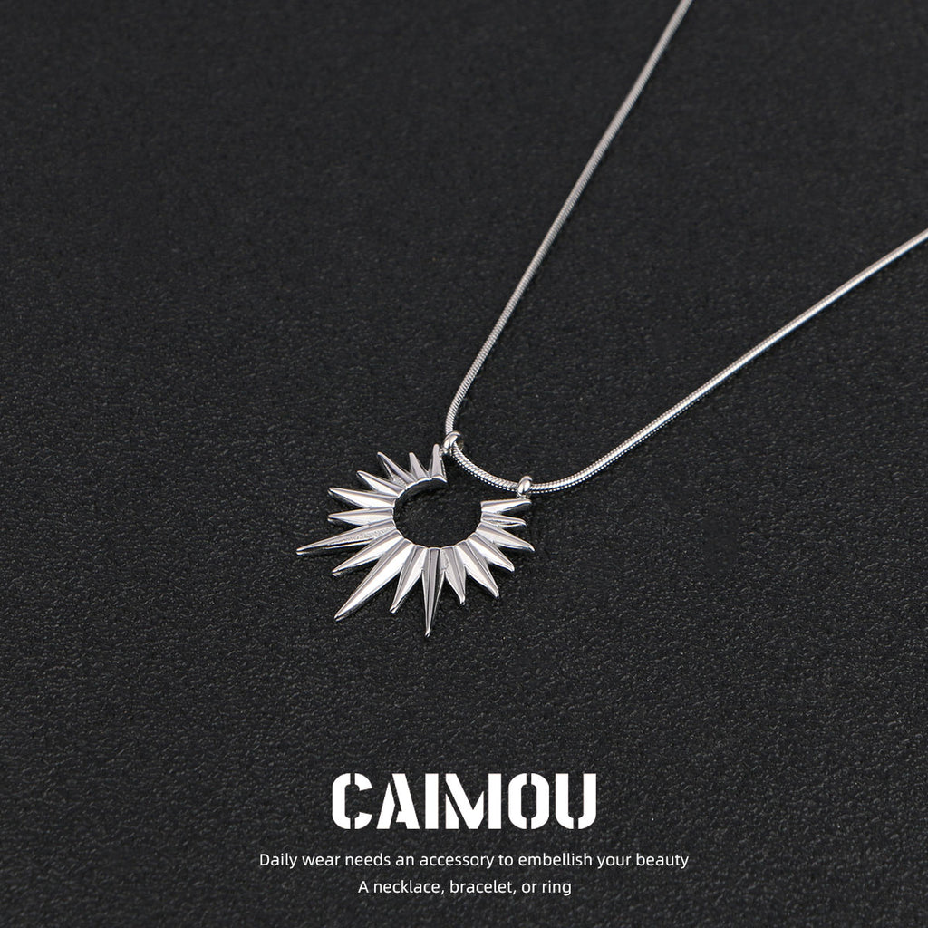 Spike Sun Pendant Snake Chain Necklace