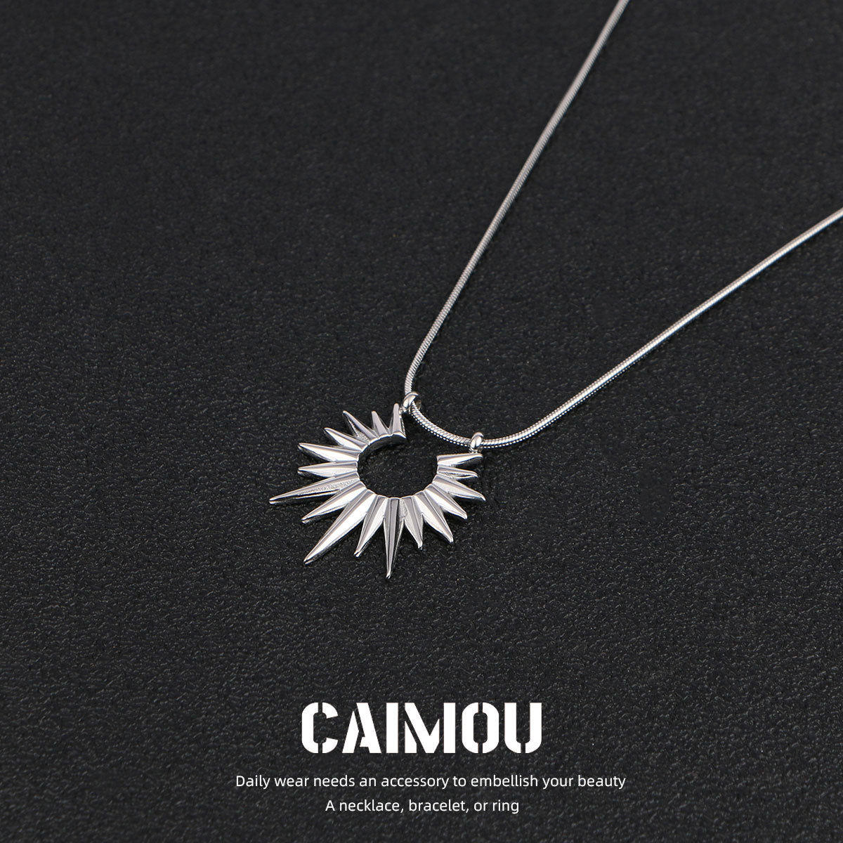 Spike Sun Pendant Snake Chain Necklace