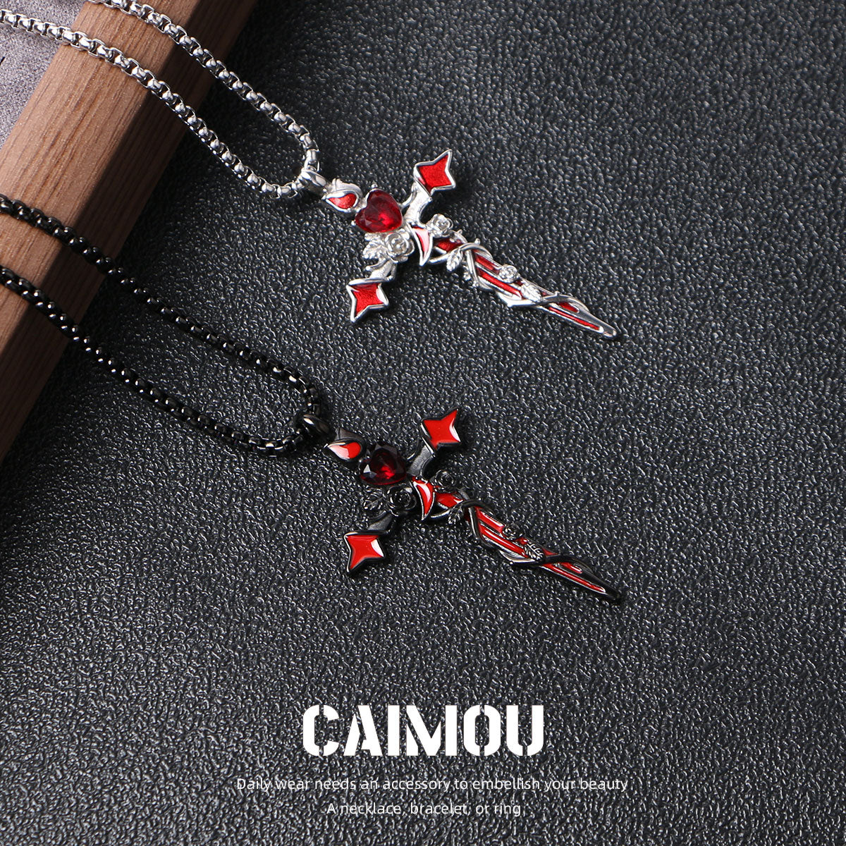 🌹✝️Cross Red Rose Necklace