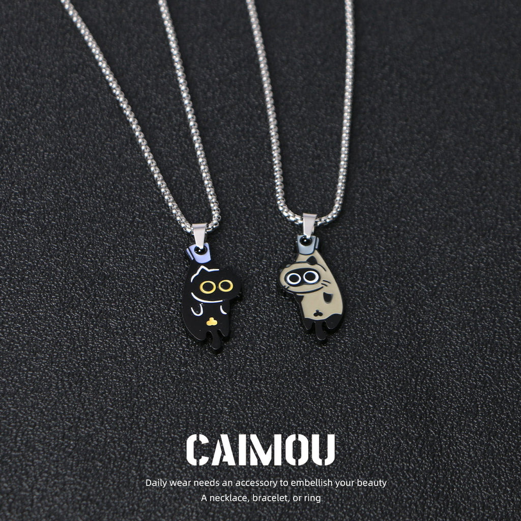 Hanging Cat Couple Necklaces (A & B)