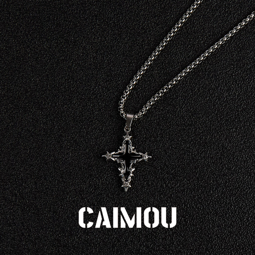 Black Icon Cross Necklace