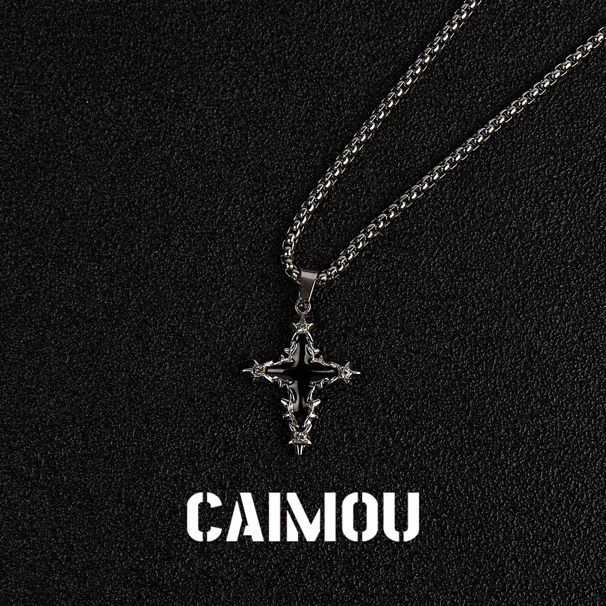 Black Icon Cross Necklace