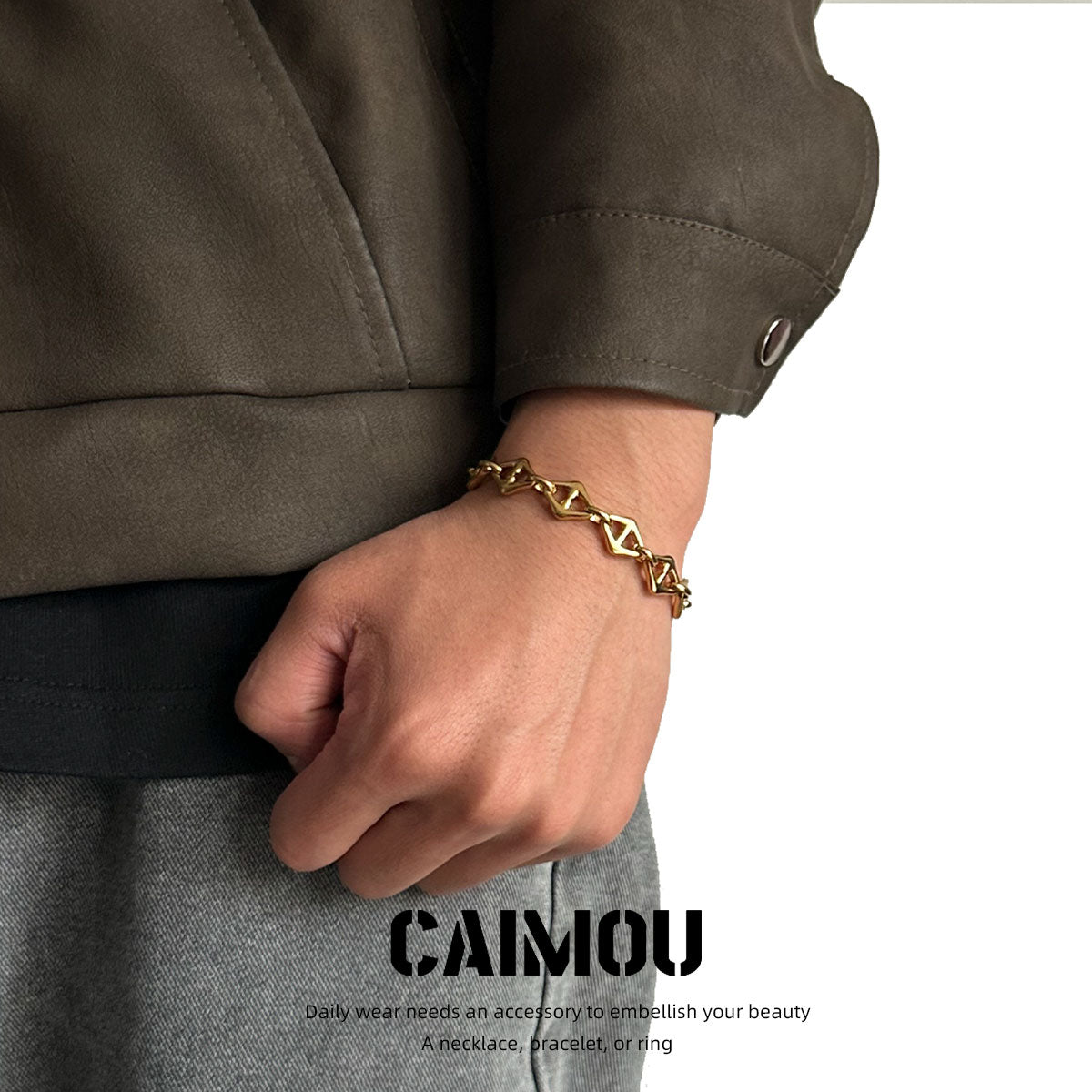Geometric Rhombus Link Bracelet