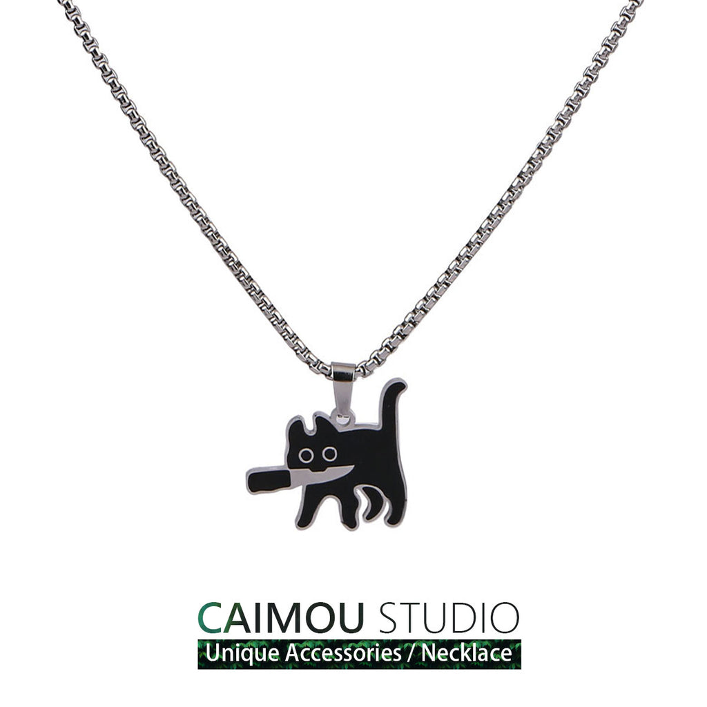 Knife Cat Pendant Necklace