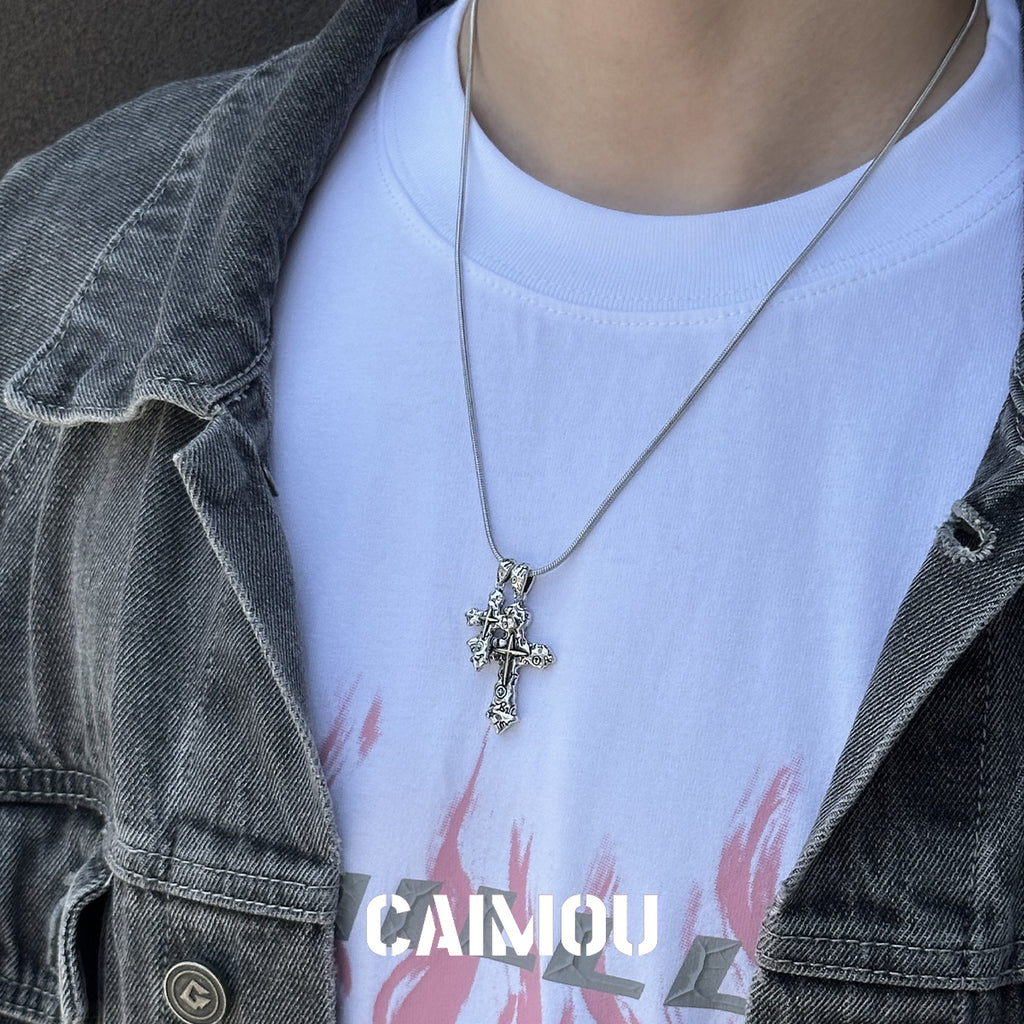 ✝️🔤Letter Double Cross Necklace
