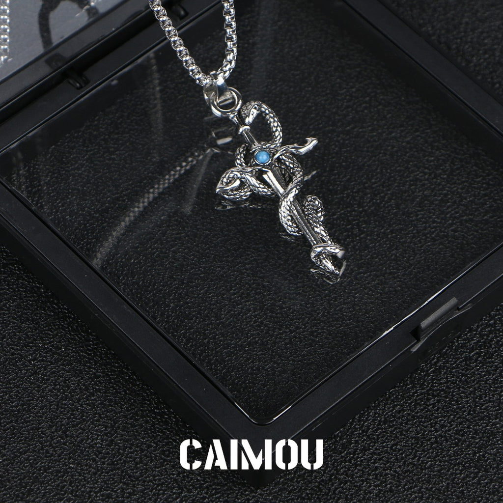 🐍✝️snake cross necklace