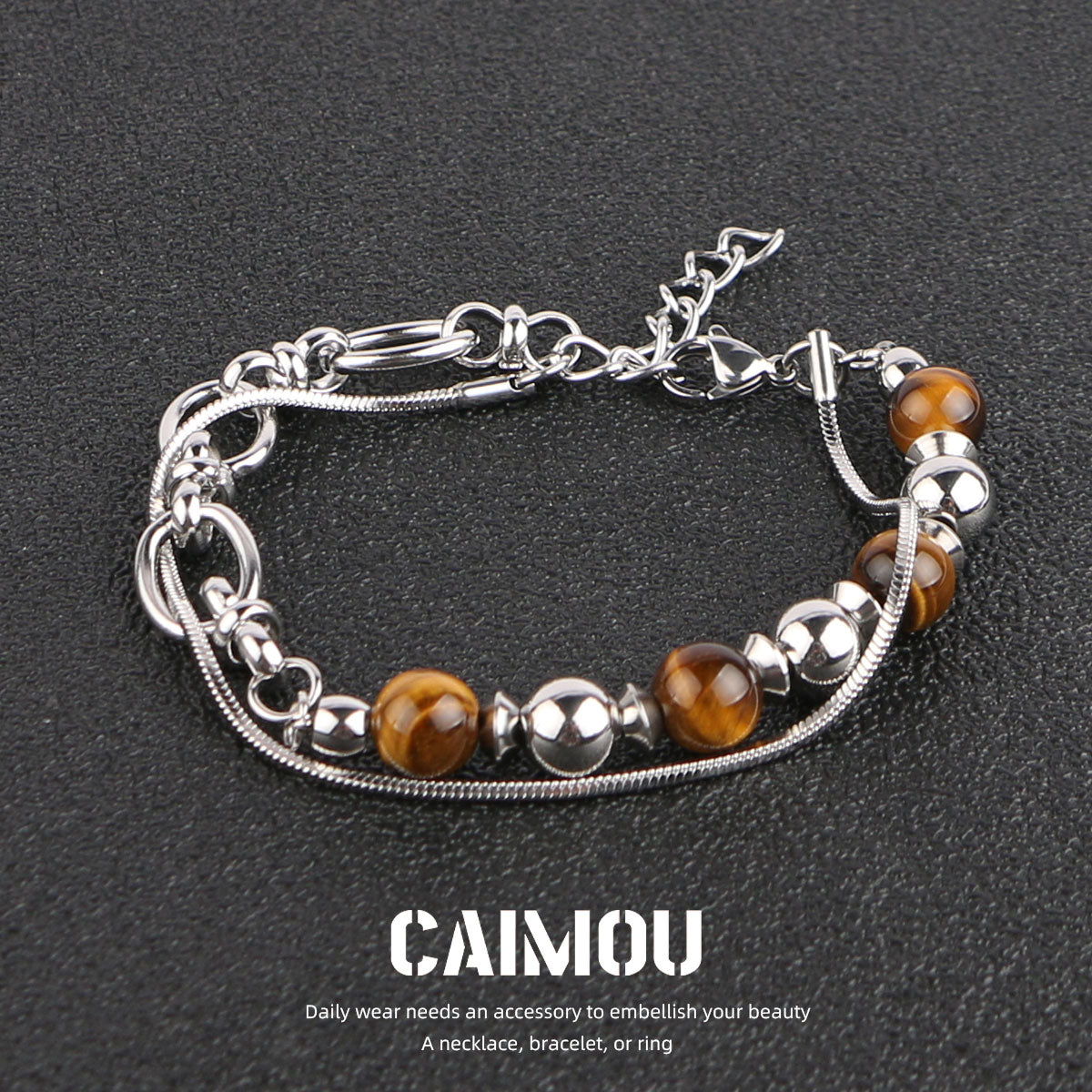 Yellow Tiger Eye Bead Double Layer Bracelet