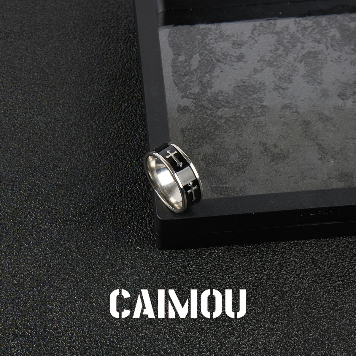 Black Cross Stainless Steel Band Ring