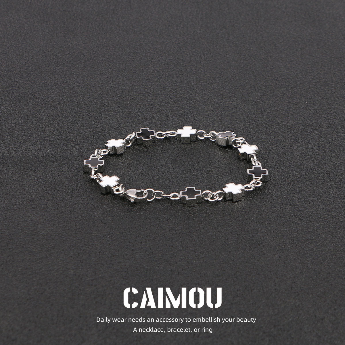 Black and white cross bracelet