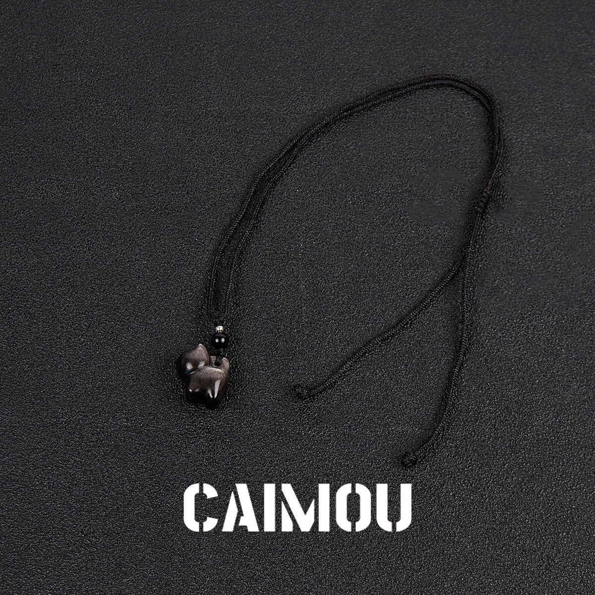 Silver Obsidian Kitten Necklace