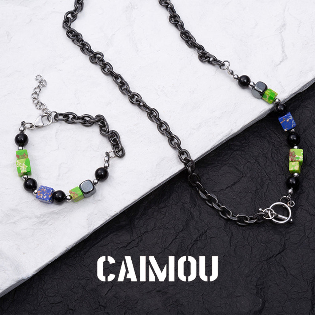 Colorful square black pearl bracelet