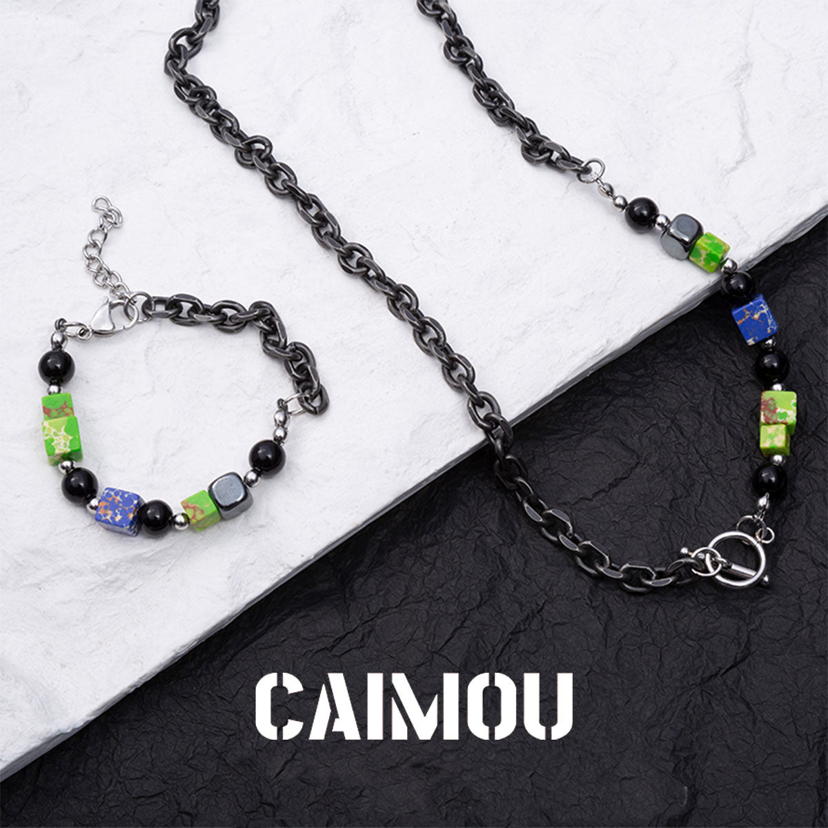 Colorful square black pearl bracelet