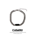 Geometric Black Tag Curb Bracelet