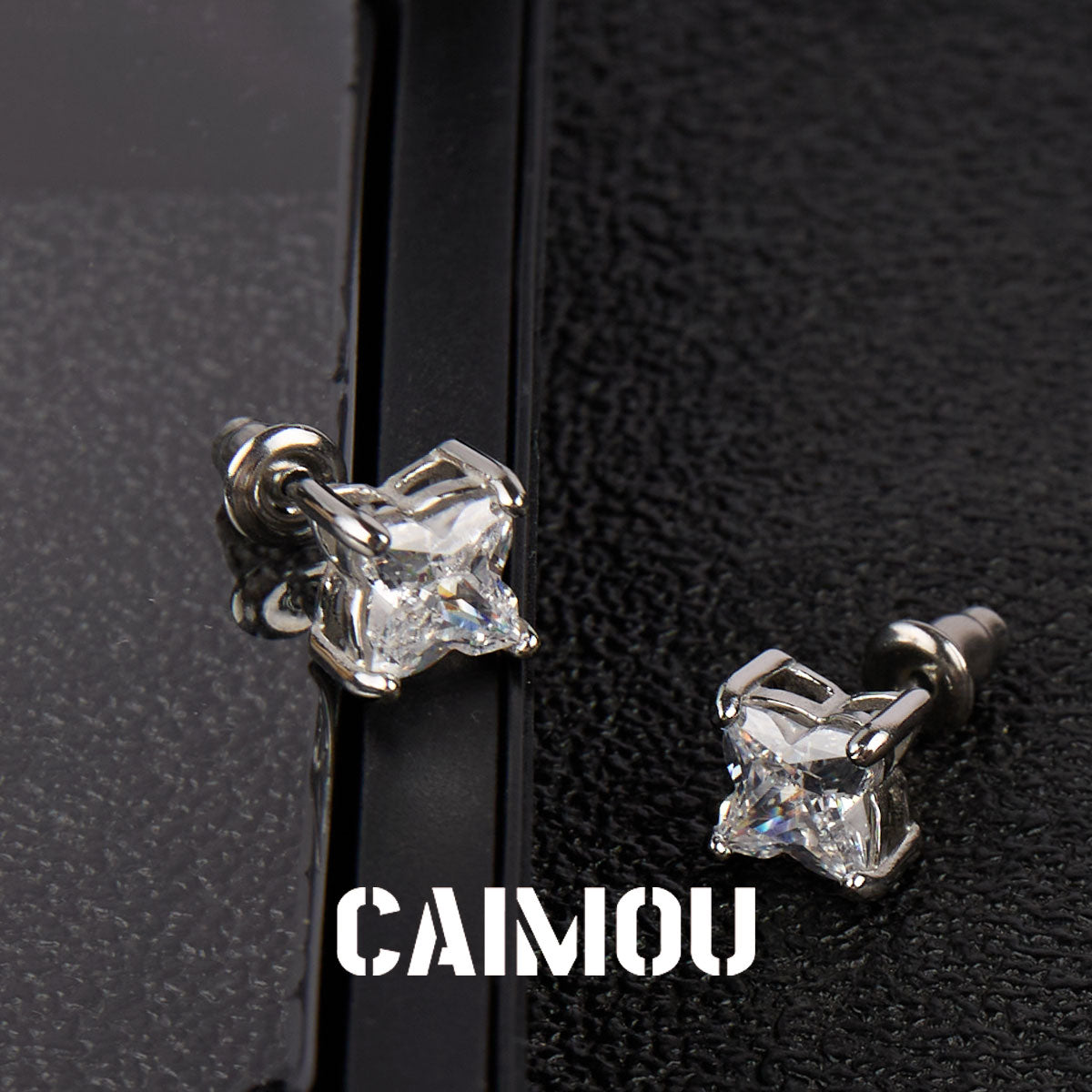 Four-Pointed Star Snowflake Zircon Stud Earrings