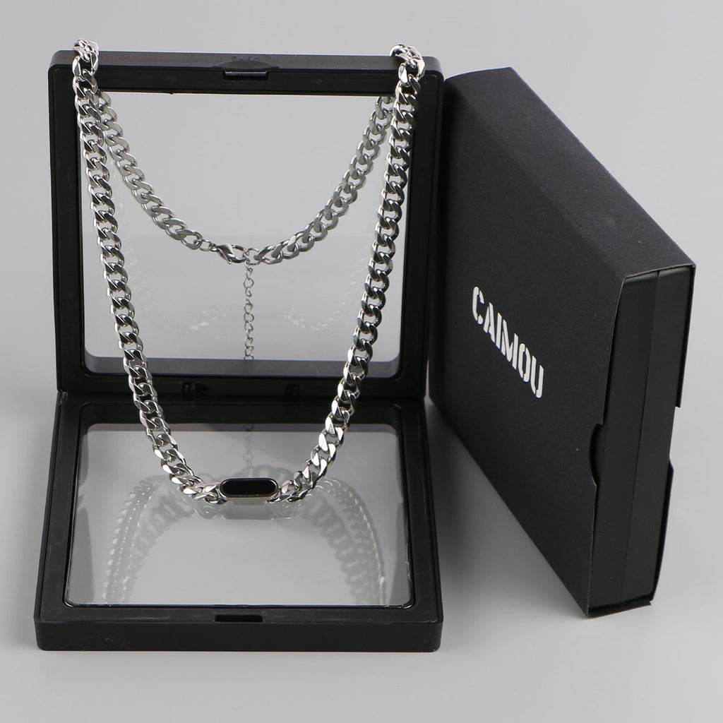 Geometric Black Tag Curb Necklace