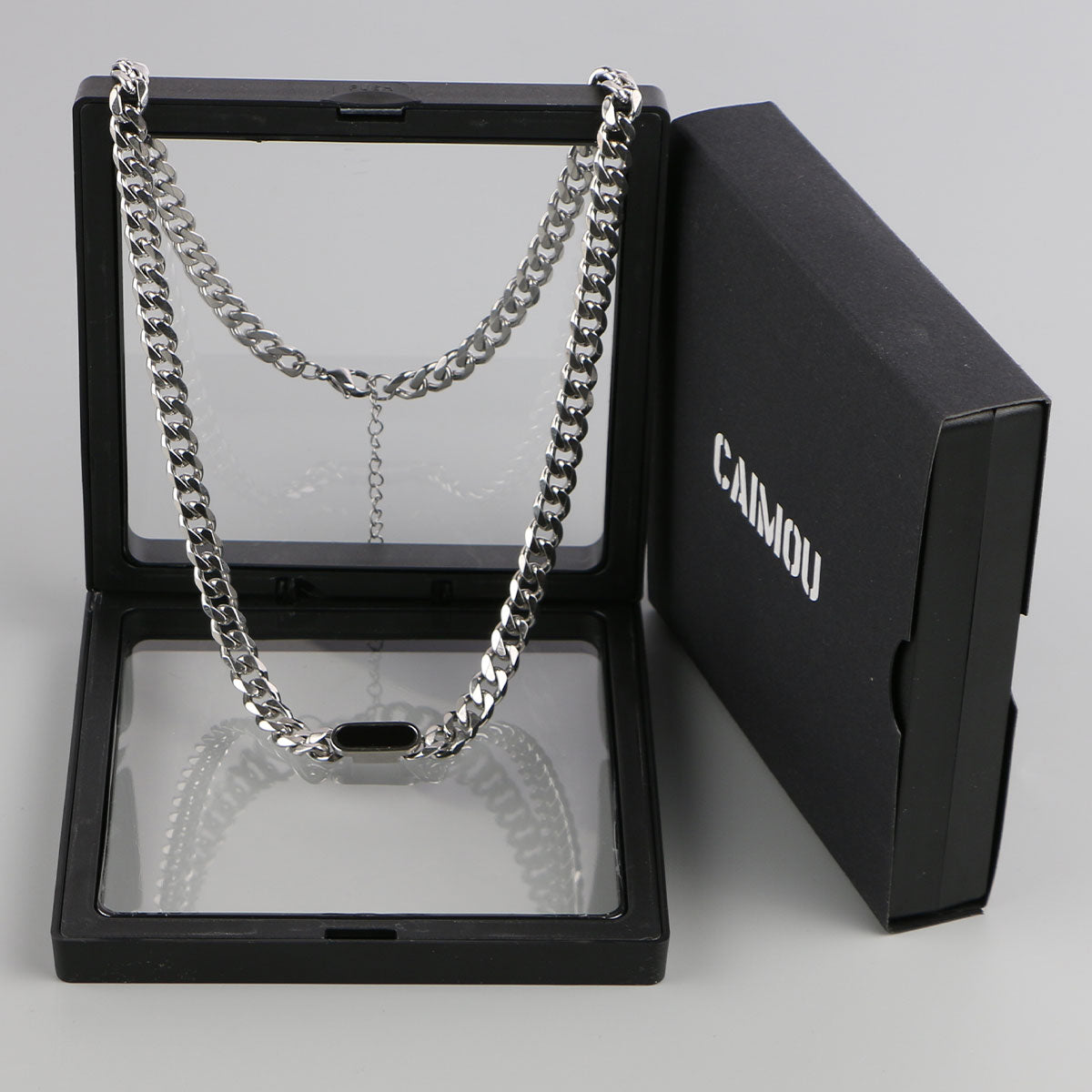 Geometric Black Tag Curb Necklace