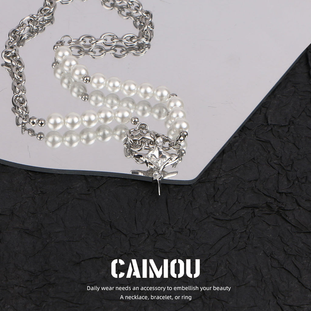 Star Zircon Pearl Spliced Necklace