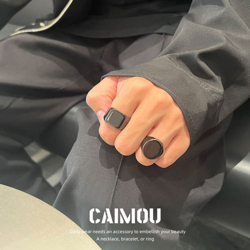 Black Titanium Steel Signet Rings (Multi Styles)