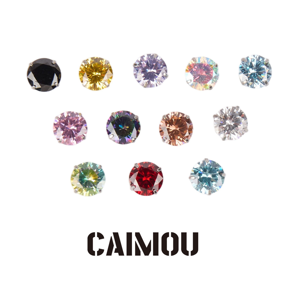 8 Hearts & 8 Arrows Round Zircon Stud Earrings