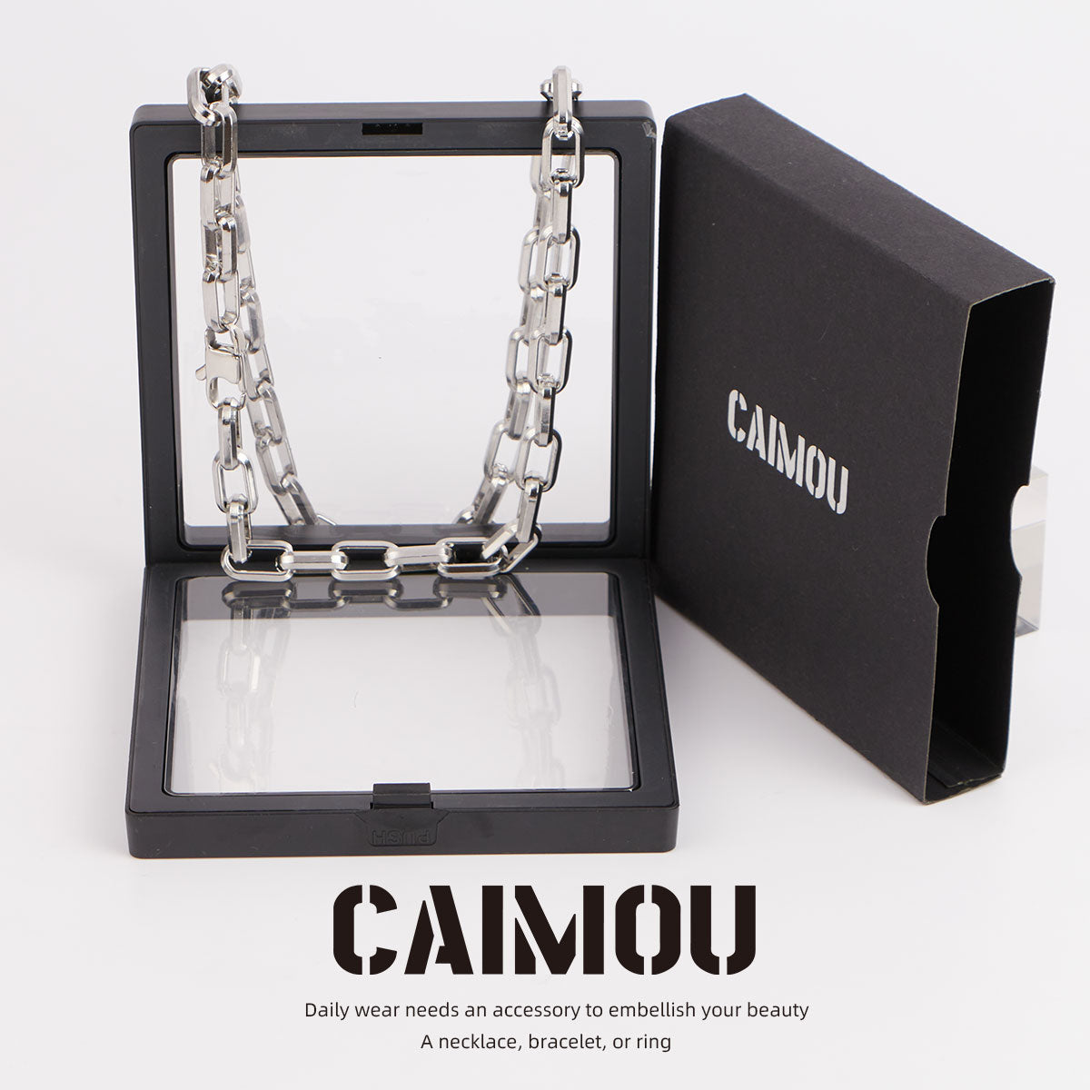 Rectangle Link Thick Chain Necklace