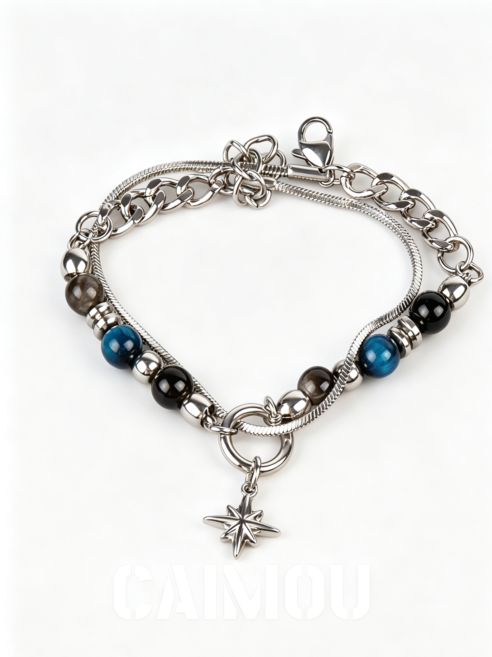 Octagram Blue Stone Beaded Bracelet
