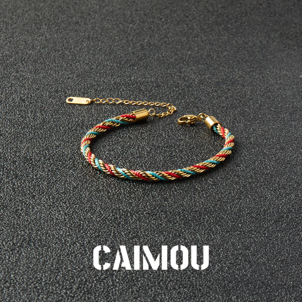 Stainless Steel Slim Twisted Rope Bracelet