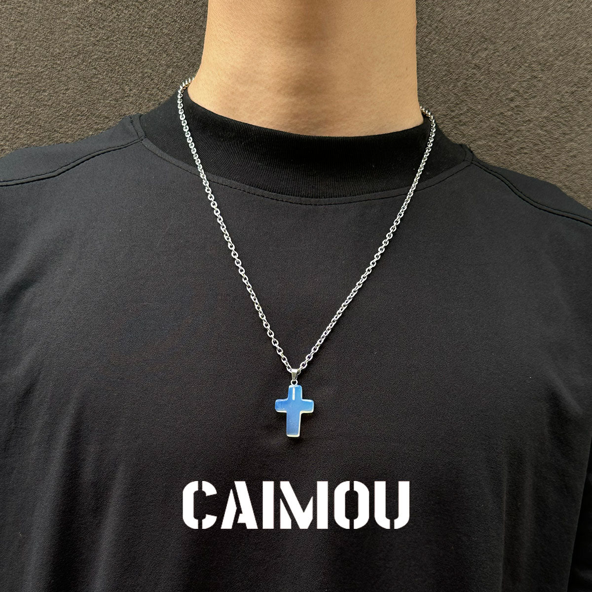 Stone Cross Pendant Necklace