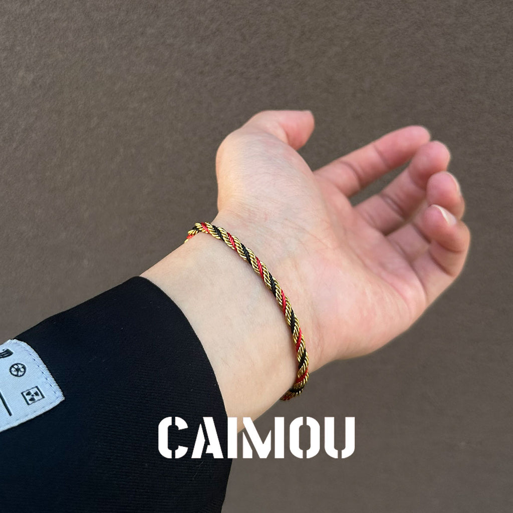 Stainless Steel Slim Twisted Rope Bracelet