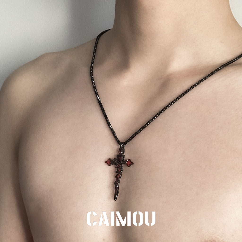 🌹✝️Cross Red Rose Necklace