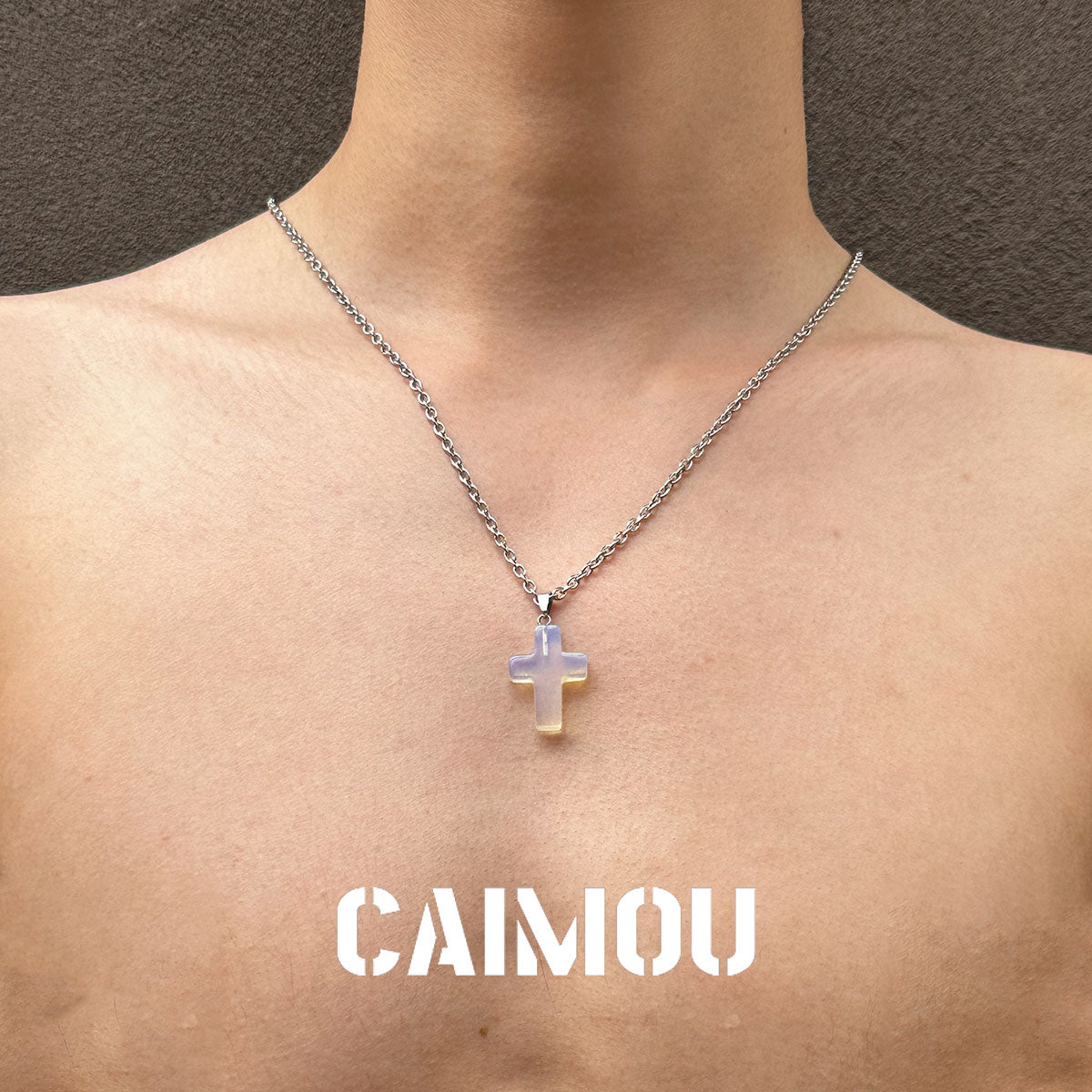 Stone Cross Pendant Necklace