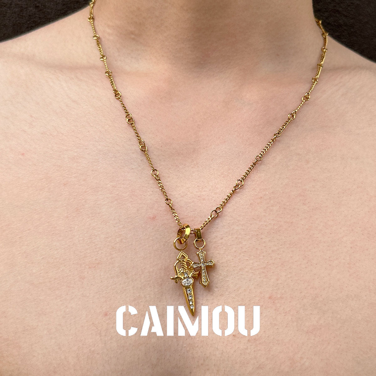 Sword & Cross Pendant Necklace