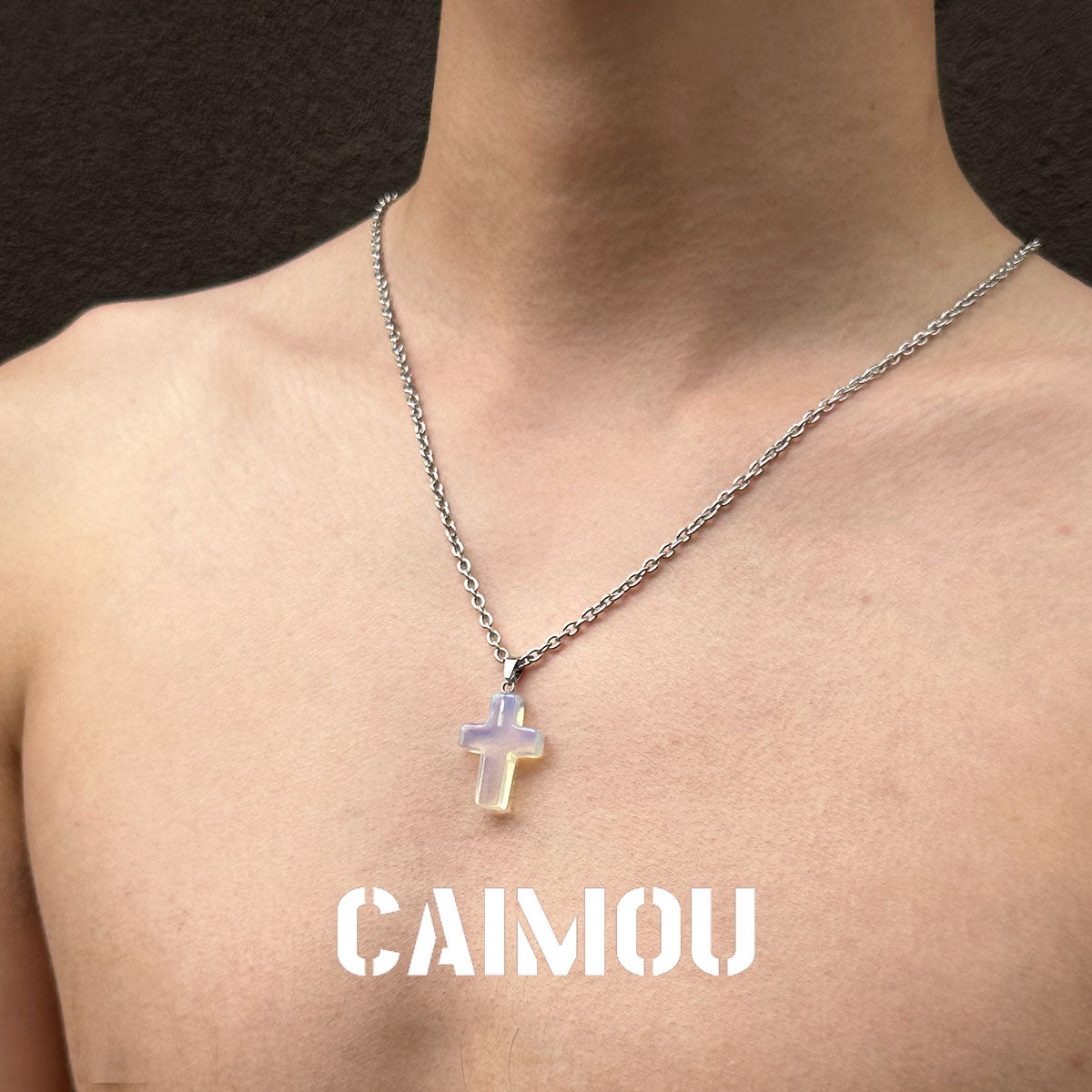 Stone Cross Pendant Necklace