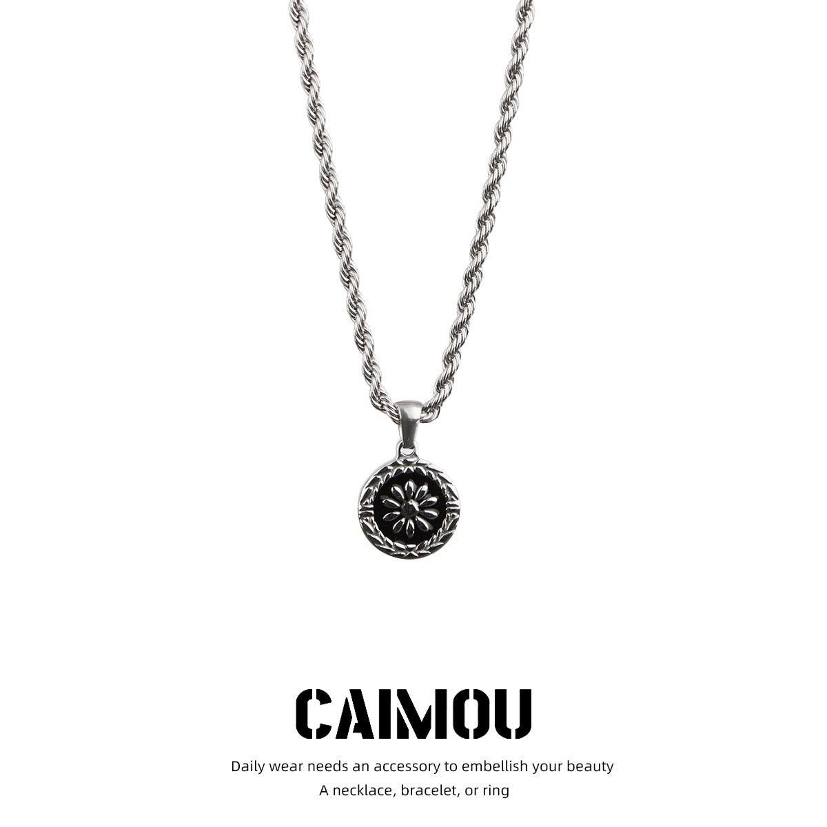 Daisy round pendant necklace
