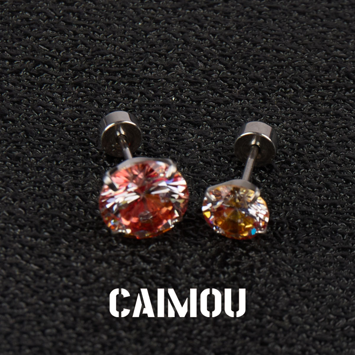 Color Plated Eight Arrows Round Zircon Stud Earrings
