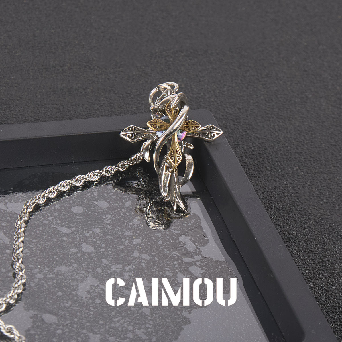 Thorn Wrapped Cross Pendant Necklace