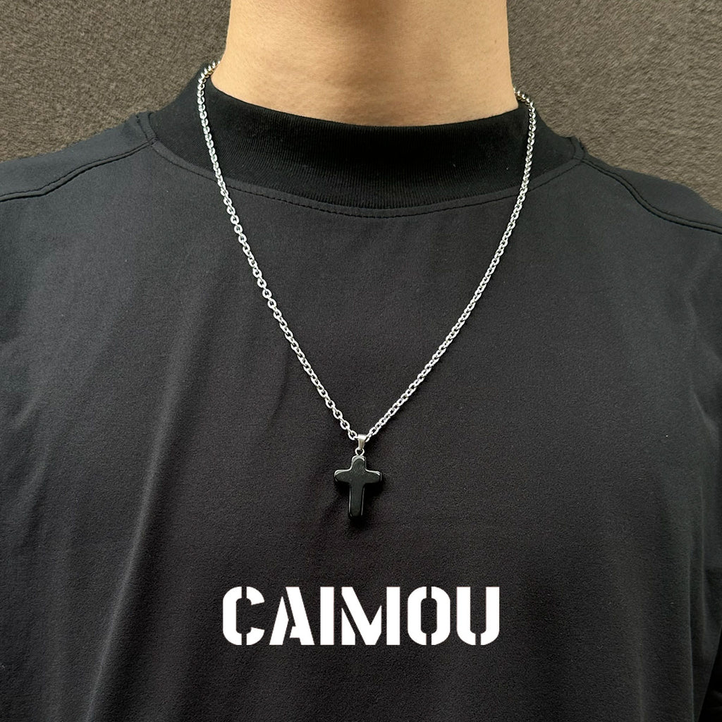 Stone Cross Pendant Necklace