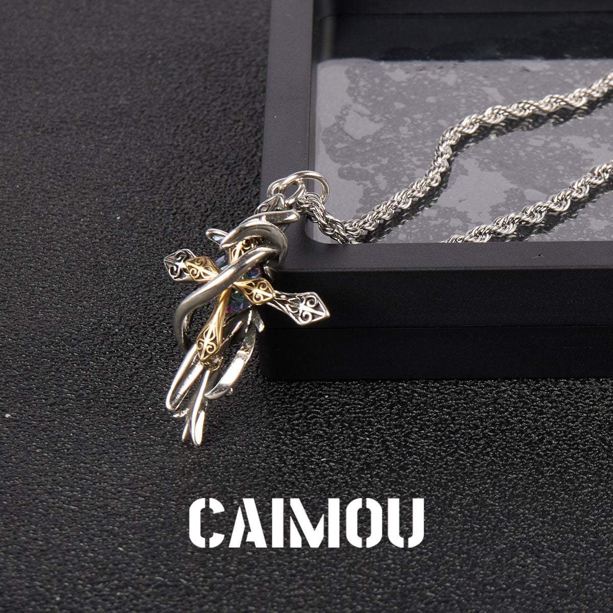 Thorn Wrapped Cross Pendant Necklace