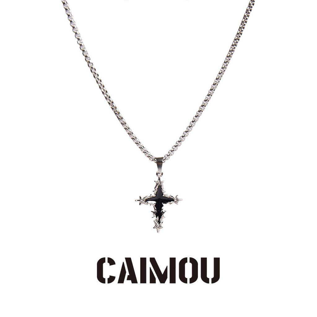 Black Icon Cross Necklace